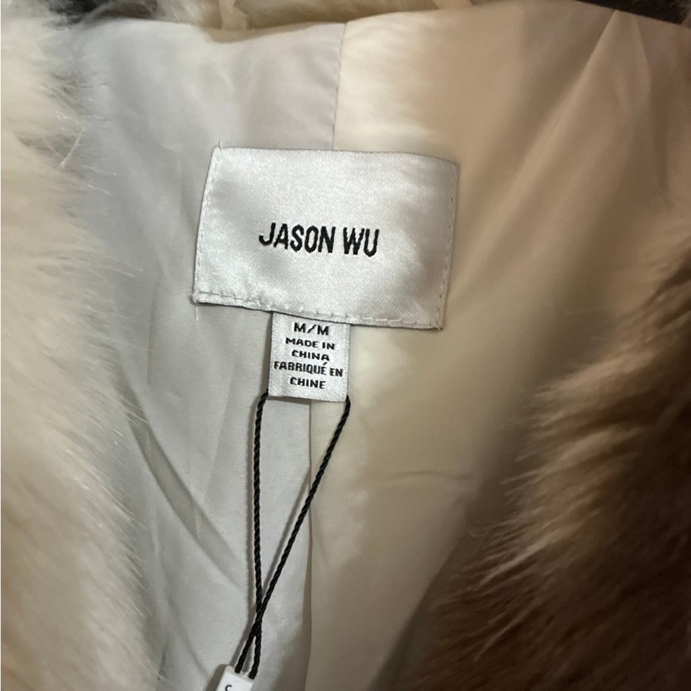 Jason Wu Cream and Brown Faux Fur Coat Medium New With Tag - Picture 4 of 9